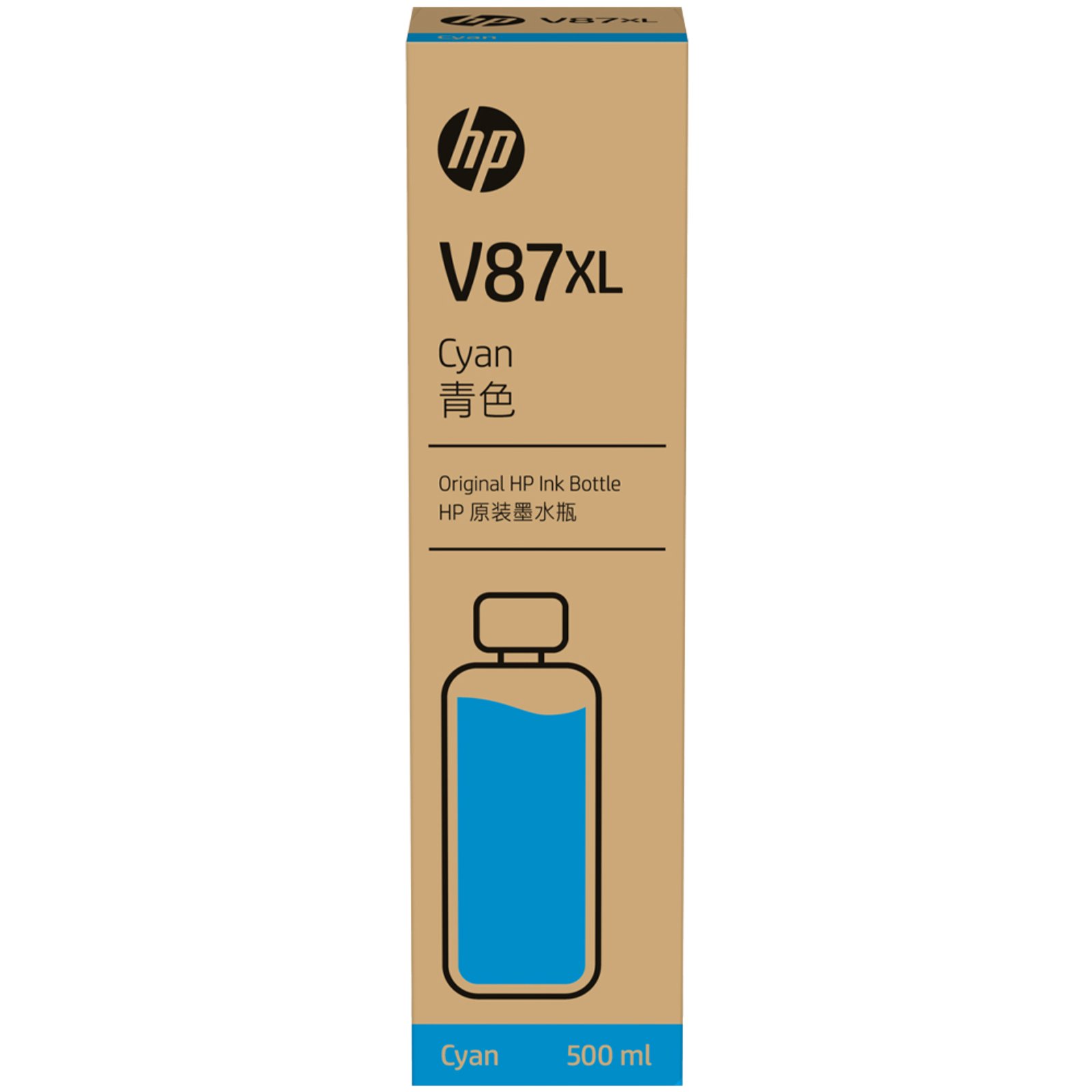 Garrafa de Tinta HP V87XL Ciano 500ml Ori...