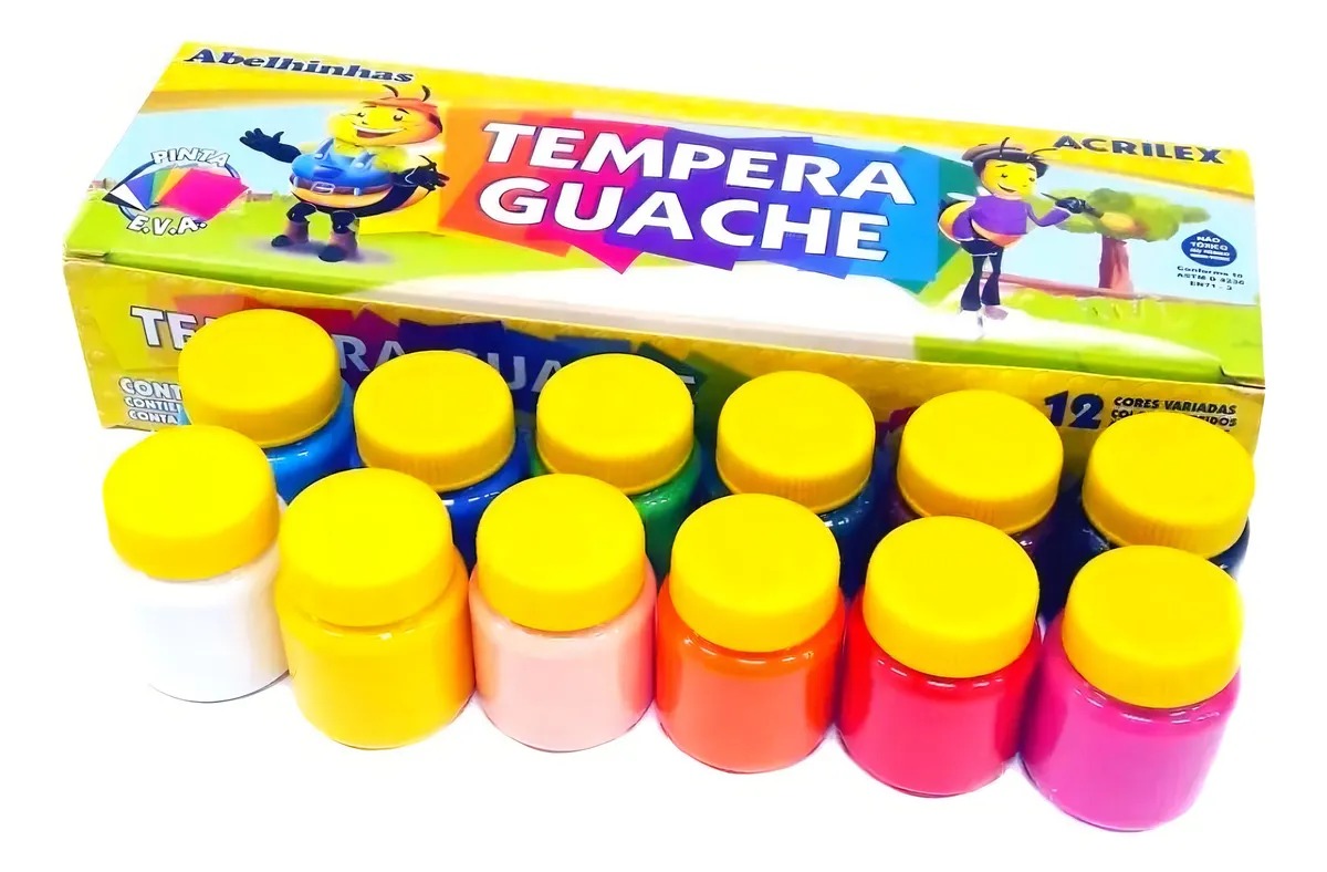 Tinta Guache Acrilex 15 ml 12 Cores – Cai...