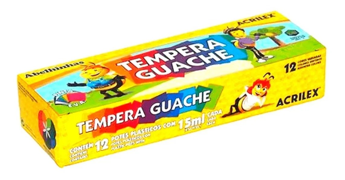 Tinta Guache Acrilex 15 ml 12 Cores – Cai...