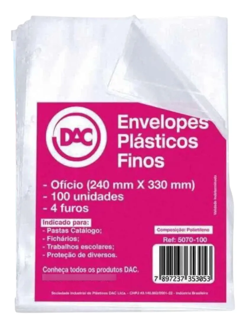 Envelope Plástico A4 Fino 4 Furos DAC (Re...