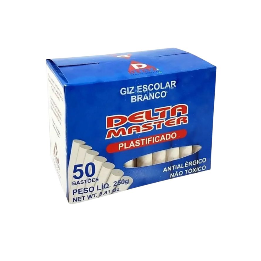 Giz branco plastificado – caixa com 50 un...