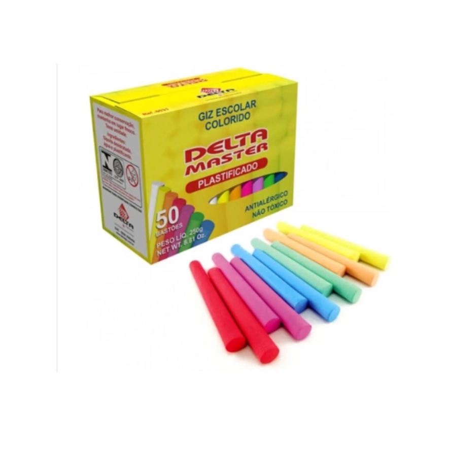 Giz colorido plastificado – caixa com 50 ...