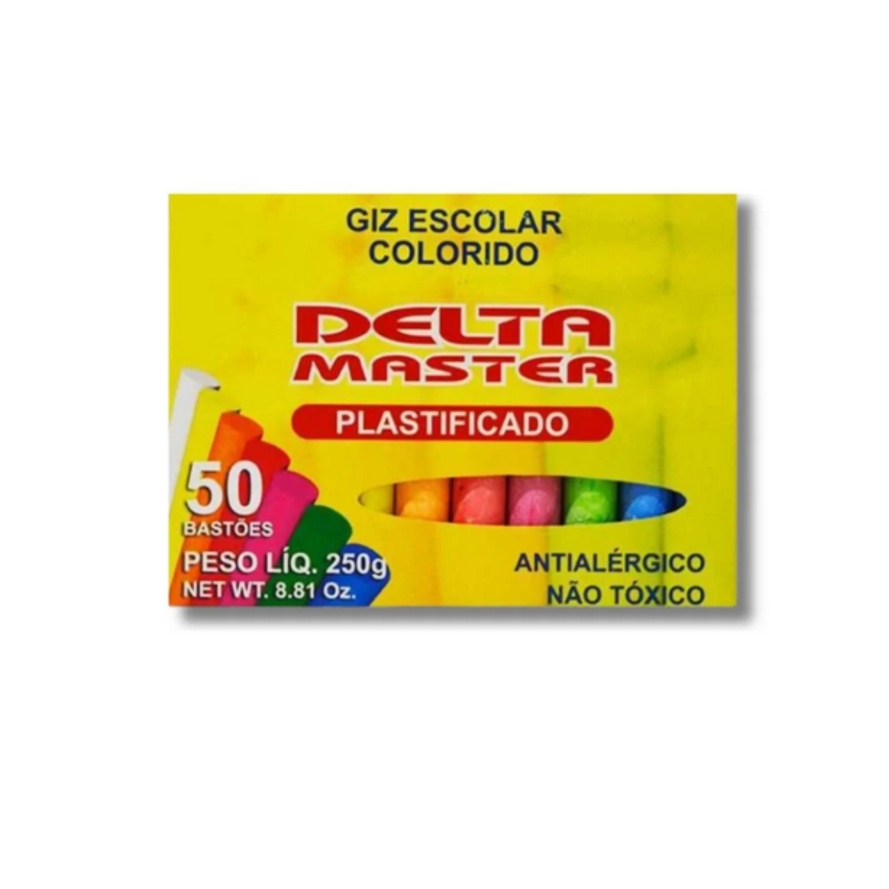 Giz colorido plastificado – caixa com 50 ...