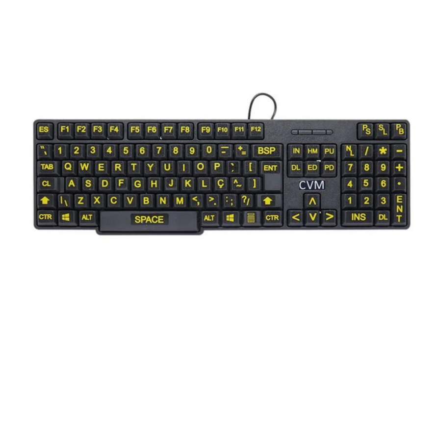Teclado USB para Baixa Visão com Letras A...