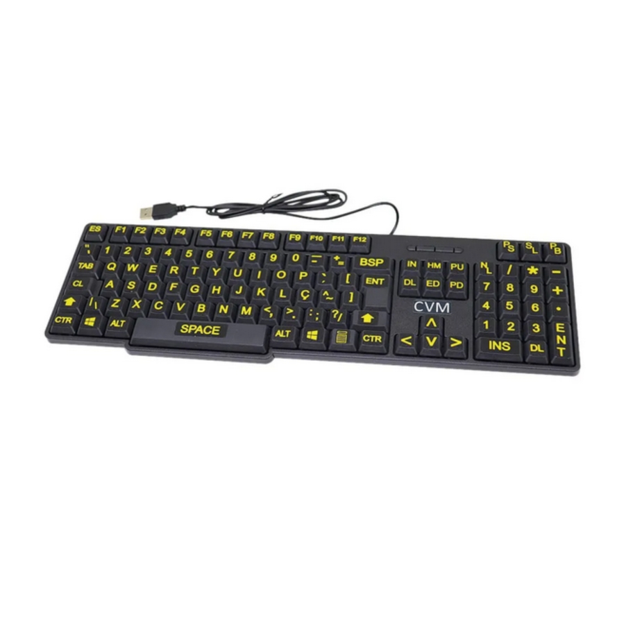 Teclado USB para Baixa Visão com Letras A...