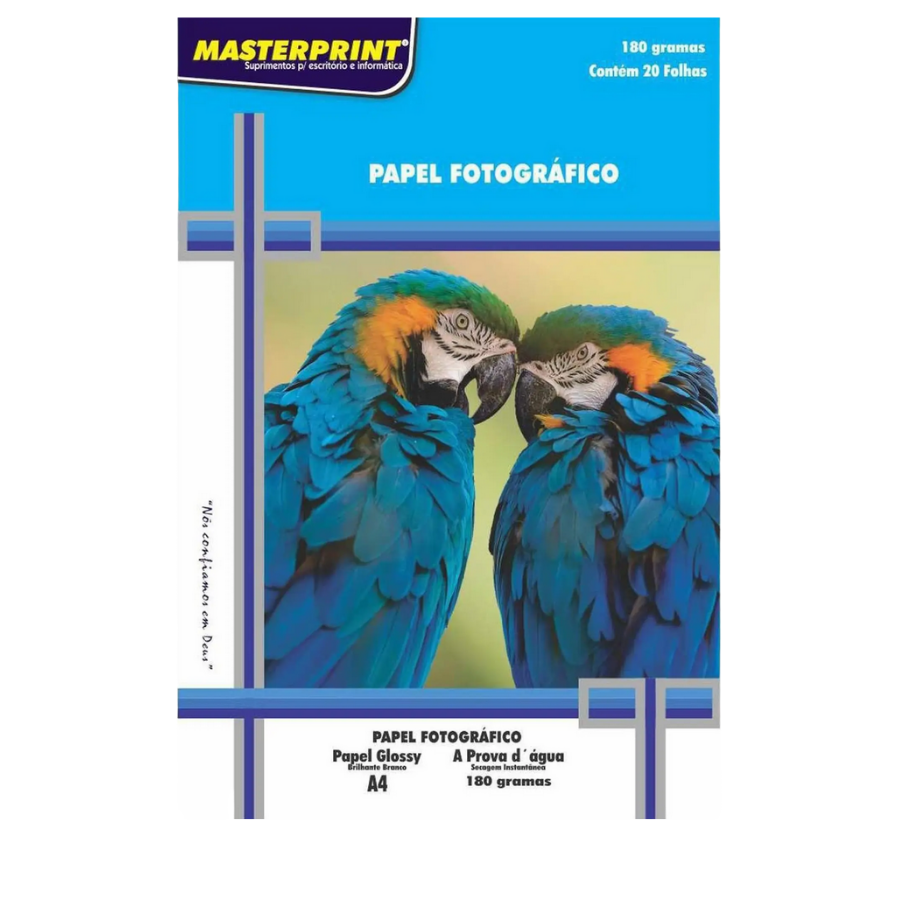 Papel Fotográfico Glossy A4 180 g 20 Folh...