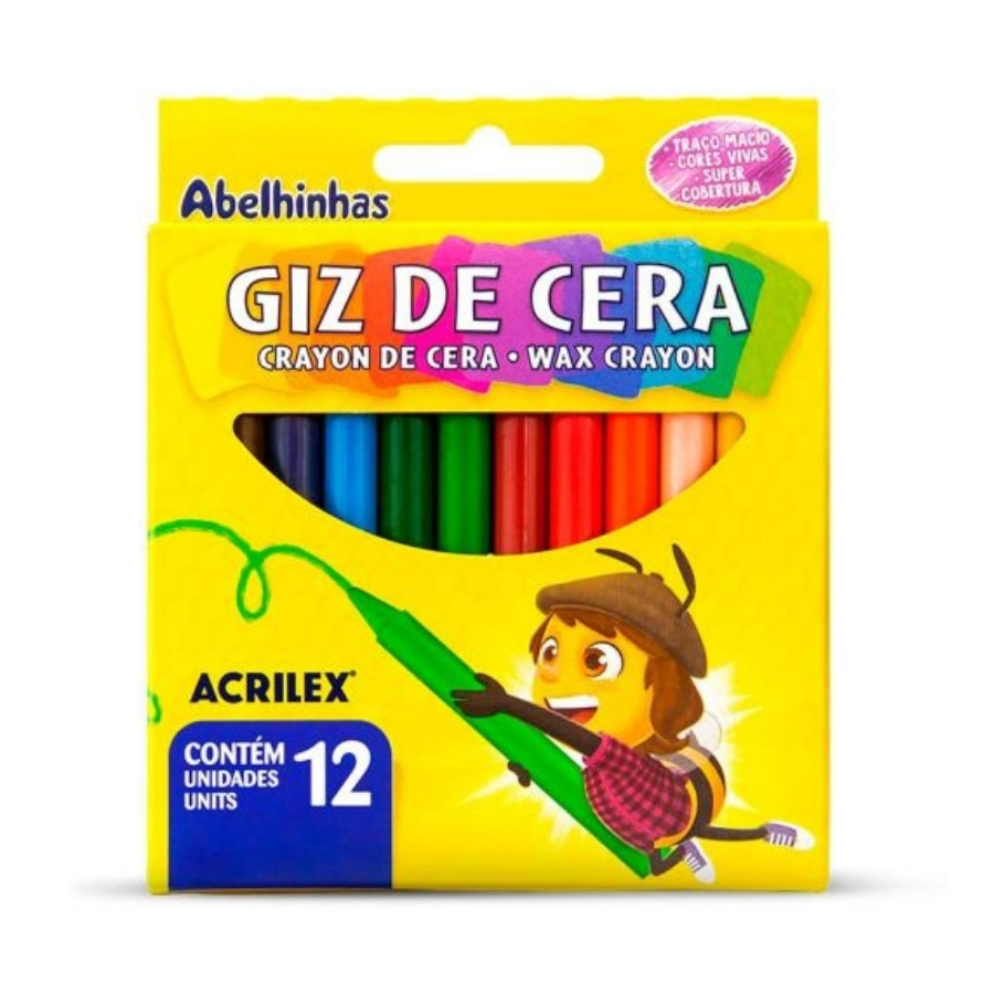 Giz de Cera Big Giz Redondo CX com 12 Cor...