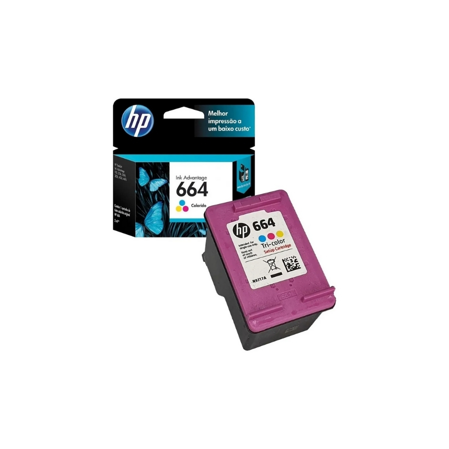 Cartucho de Tinta HP 664 Colorido Origina...