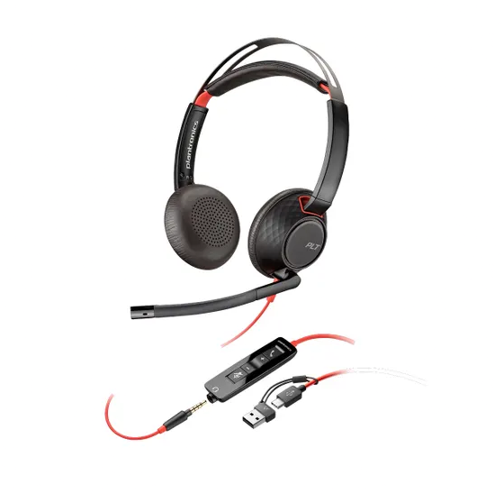  Headset HP Poly Blackwire 5220 Stereo USB-A/C Preto - 8X231AA